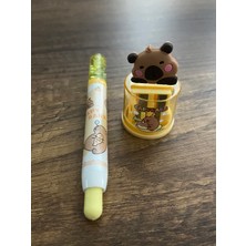 Capybara Kırtasiye Seti 1 Adet Silgi ve 1 Adet Kalemtıraş Kapibara Okul Set