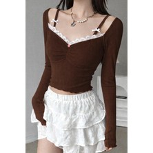 İsra Ayyıldız Moonstar Collection Pinterest Madonna Yaka Dantelli Rose Askı Detaylı Coquette Lolita Tam Boy Bluz