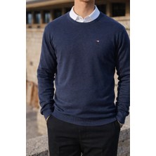 Comstar Erkek Kışlık Bisiklet Yaka Dar Mavi Basic Kazak