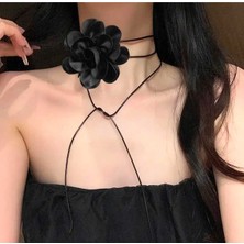 Bacoss Choker Kolye Saten  Gül Oval  Tasarım (BC-1148 )