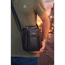 Newish Polo Postacı Kasalı El Çantası Orta Boy-Suni Deri