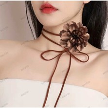 Bacoss Choker Kolye Saten  Gül Tırtıklı Tasarım (BC-1144 )