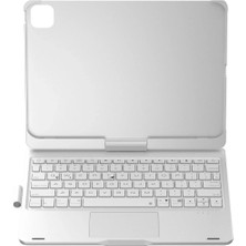 iPad Pro 11 (2024) F11 Ats Kılıf Magic Dönen Klavyeli Tablet Kılıf - Gümüş