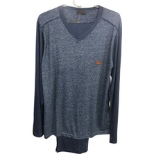 Pelin Erkek Uzun Kollu V Yaka Ince Pijama TAKIMI-6531