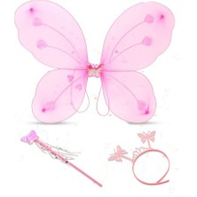 Toz Pembe Kelebek Kanadı Tacı ve Sopası