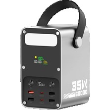 J51 60.000 Mah Dijital Sarj Göstergeli LED Işıklı 35W Pd Powerbank - Gümüş