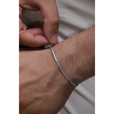 Ayno Gümüş Renk Çelik Minimal Tasarım Erkek Bileklik