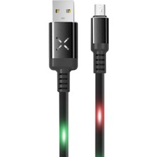 DC09 Ses Duyarlı Işıklı Micro USB Kablo 1m 2A - Siyah