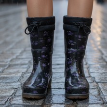 Çiğdem Kundura Aeonflux | Içi Sıcak Astarlı Su Geçirmez Konçlu Lastik Çizme - Mor-Uzun - 40