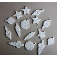 Karra Art El Yapımı 16’lı Yılbaşı Süsü Seti – Beyaz Dekoratif Ağaç Süsleri