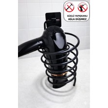 Neler Geldi Neler Kare Güçlü Yapışkanlı Saç Kurutma Makine Askısı Siyah Fönlük Fön Askısı Ister  Vida Ister Yapıştır