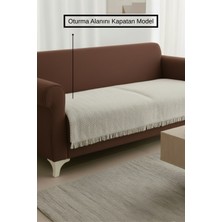 Senpai Naturalux Pamuklu Bohem Koltuk Oturma Yerini Kapatan Çekyat Berjer Örtüsü Şalı | 100X210 Açık Gri