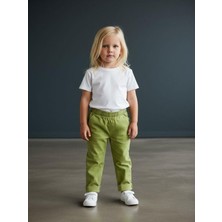 Zekids Kız Bebek Yumuşak Dokulu Beli Lastikli Duble Paça Yeşil Pantolon