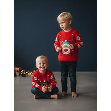 Zekids Çocuk Yılbaşı Temalı Geyikli Kırmızı Kazak