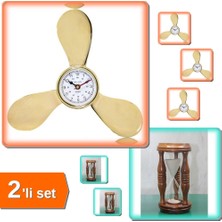 Hereveoyuncak Pirinç Duvar Saati Model 1 + Ahşap Kum Saati Model 1 - 2li Set U0X5M5