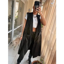 Mare Butik Uzun Kesim Modern Siyah Yelek