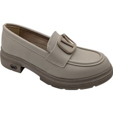 Çiğdem Kundura Kvorn | Kadın Topuklu Loafer Ayakkabı - Bej - 40