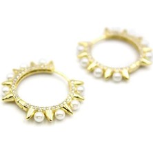 Royaleks Incili Taşlı Küpe - 14K Altın