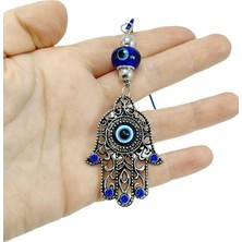 Biuti Özel Tasarım Mavi Taşlı Fatma Ana / Hamse Eli Nazar Boncuğu Araba Dikiz Ayna Süsü Hediyelik Aksesuar