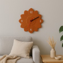 Karra Art Beton Çiçek Desenli Duvar Saati – Sessiz Mekanizma, Dekoratif Tasarım, 20 cm