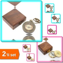 Hereveoyuncak Ahşap Kutulu Pusula Seti: Model 4 + Model 2 ile Nostaljik Dekorasyon - 2li Set A5Z4D8