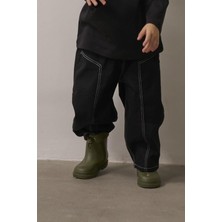 Oh la la Koala For Little Ones Siyah Dikiş Detaylı Unisex Kot Pantolon