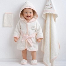 Milays 0-2 Yaş Gaye Kız  Bebek Organik Pamuk 4 Parça Bornoz Seti