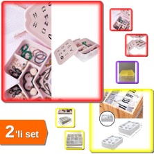 Hereveoyuncak 12 Bölmeli Pratik Çekmece Düzenleyici + Bijuteri Mücevher - Çok Amaçlı Takı Saklama Kutusu - 2li Set HYT3ME