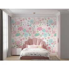 Lotus Aura Minimalist Çiçek Desenli Çocuk Odası Duvar Kağıdı, Pembe Çiçekli Duvar Kağıdı, Tasarım Duvar Kağıdı