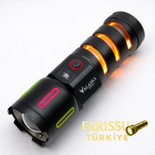 212 Farissu Alaska 30W Zoomlu LED El Feneri | 3000 Lümen | 1 Km Menzil | Şarjlı | Güçlü Aydınlatma