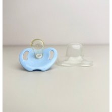 Bon Chic Baby 6-12 Ay Kapaklı Desenli Silikon Emzik Mavi