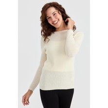 Mare Butik Düğme Detaylı Bisiklet Yaka Triko Kazak Xl - Beyaz