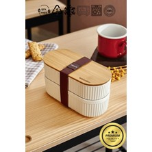 Bambu Kapaklı Lunch Box Kahvaltılık Saklama Kabı Large Bölmeli