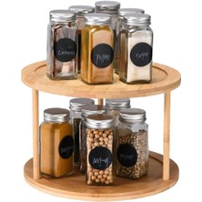 Dzc Kuzenler Avm Bambu Baharat Standı, 360° Dönebilen, 2 Katlıdüzenleyici , Sunumluk, Organizer, Stant