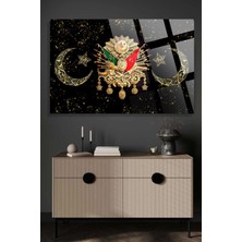 Marsilyan Gold Detay Osmanlı Tuğrası 4mm Kırılmaz Temperli Yüksek Çözünürlüklü Cam Tablo