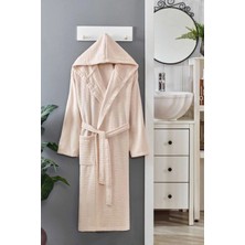 Mira Home Kapüşonlu Unisex Banyo Bornozu %100 Soft Pamuklu Krem