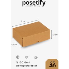 Poşetify 25 Adet 17X12,5X7,5 cm Baskısız Kraft Kesimli Kutu – Dayanıklı E-Ticaret ve Hediye Paketleme Kutusu
