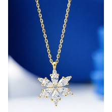 Çekirdek Jewelry 925 Ayar Gümüş Altın Kaplama Çiçek Kolye