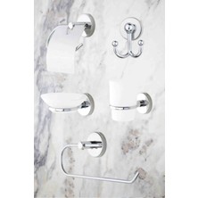 Diva 5'li Banyo Seti- Kapaklı Kağıtlık, Çatal Bornozluk, Sabunluk, Diş Fırçalık, Kağıt Havluluk