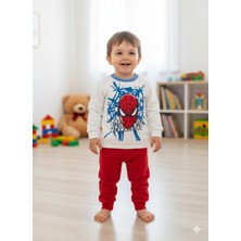 Miar Kids Erkek Çocuk Spider-Man Baskılı Sweatshirt ve Alt Eşofman Takımı Pamuklu Takım