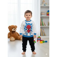 Miar Kids Erkek Çocuk Spider-Man Baskılı Sweatshirt ve Alt Eşofman Takımı Pamuklu Takım
