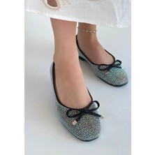 Natural Shoes Potte Siyah Saten Babet Ayakkabı