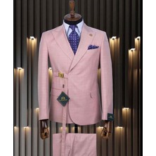 İlayda Emir Özel Tasarım, Belden Kemerli, Kırlangıç Yaka, Erkek Takım Elbise, Pembe