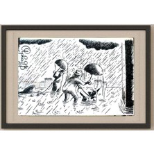 Karikatural Arkadi Saltykov 15X10CM Orijinal Karikatür Tablo