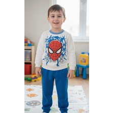 Miar Kids Erkek Çocuk Spider-Man Baskılı Sweatshirt ve Alt Eşofman Takımı Pamuklu Takım