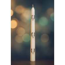 Mumanor Candle Sevimli Geyik Desenli Uzun Beyaz Şamdan Mumu | Rudolf Temalı Yılbaşı Dekorasyonu