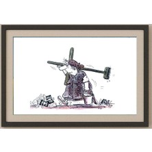 Karikatural Franziska Becker 26X18CM Orijinal Karikatür Tablo