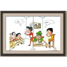 Karikatural Li Pei Gen 29X21CM Orijinal Karikatür Tablo