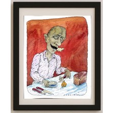 Karikatural Yusup Shakirov 31X24CM Orijinal Karikatür Tablo