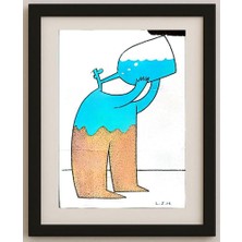 Karikatural Li Jinghua 29X21CM Orijinal Karikatür Tablo